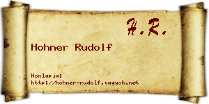 Hohner Rudolf névjegykártya